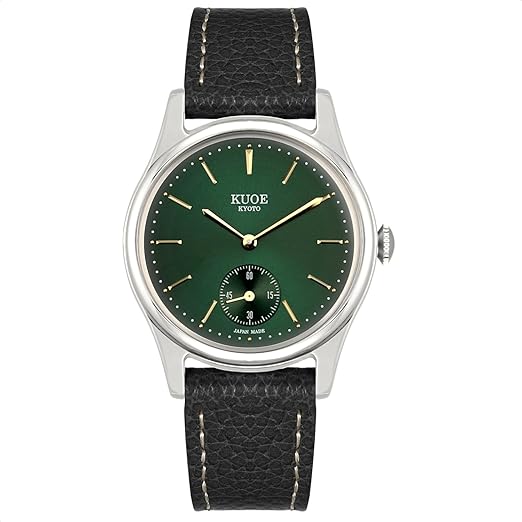 KUOE KYOTO Classic Antique Watch 35mm Type-Pressed Black Leather Band