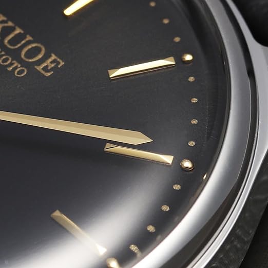 KUOE KYOTO Classic Antique Watch 35mm Type-Pressed Black Leather Band