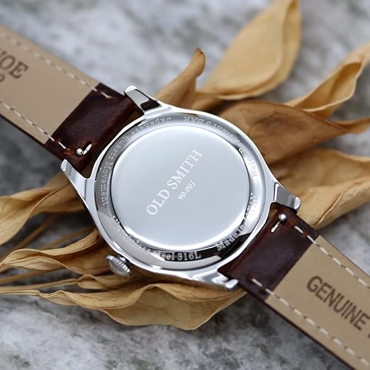 KUOE KYOTO Classic Antique Watch 35mm Type-Pressed Brown Leather Band