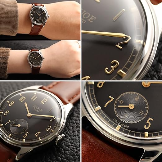 KUOE KYOTO Classic Antique Watch 35mm Shrink Leather Brown Band