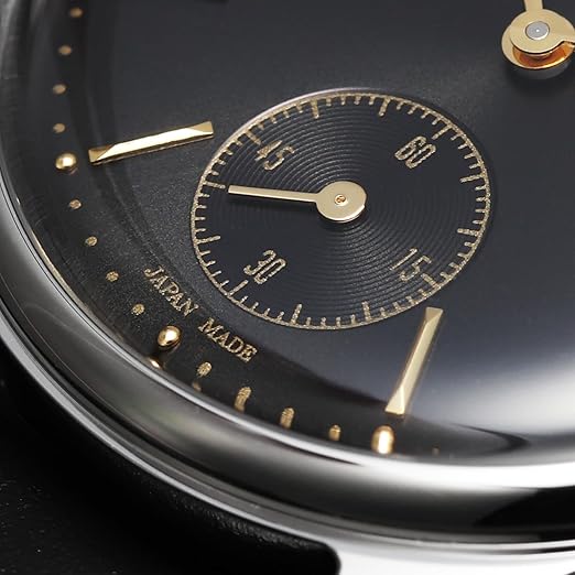 KUOE KYOTO Classic Antique Watch 35mm Type-Pressed Black Leather Band