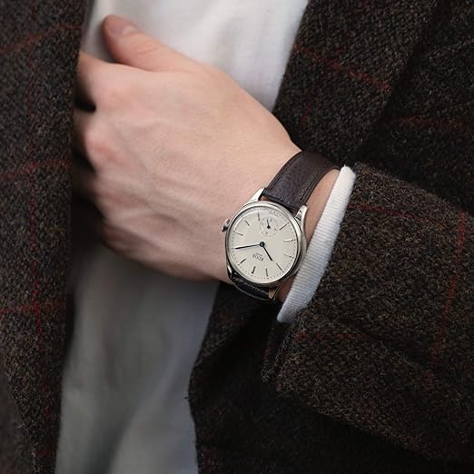 KUOE KYOTO Classic Antique Watch 35mm Shrink Leather Brown Band