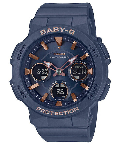 BABY-G BGA-2510-2AJF Navy Rose Gold Solar Radio-Controlled Women's Watch product image