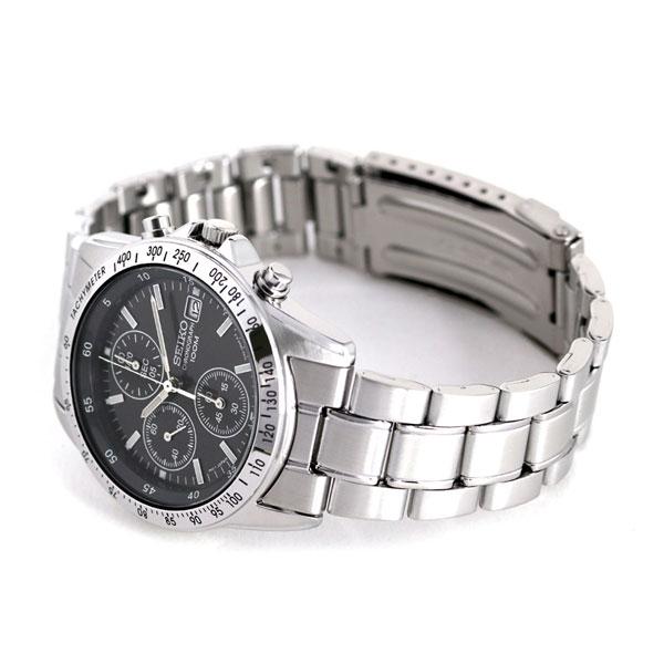SEIKO SND367PC black dial chronograph watch side view