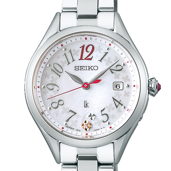 SEIKO LUKIA SSQW091 White Grow Solar Flower Garden Women's Watch