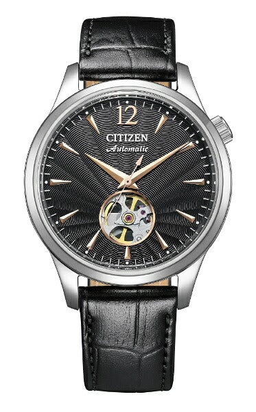 CITIZEN NH9131-14E Black Guilloche Pattern Open Heart Men's Watch