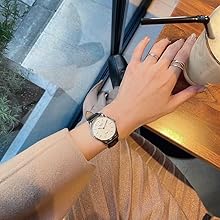 KUOE KYOTO Classic Antique Watch 35mm Type-Pressed Brown Leather Band