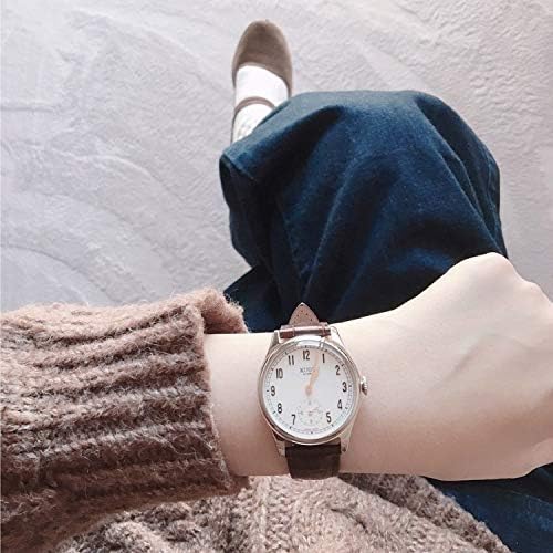 KUOE KYOTO Classic Antique Watch 35mm Type-Pressed Brown Leather Band
