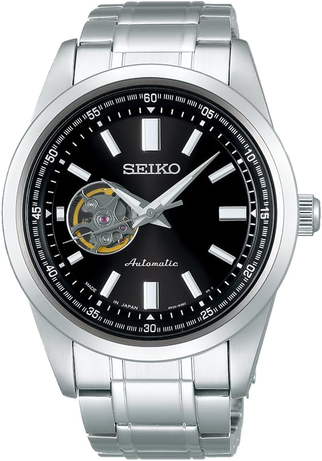 SEIKO Selection Open Heart Black Dial Men's Watch SCVE053