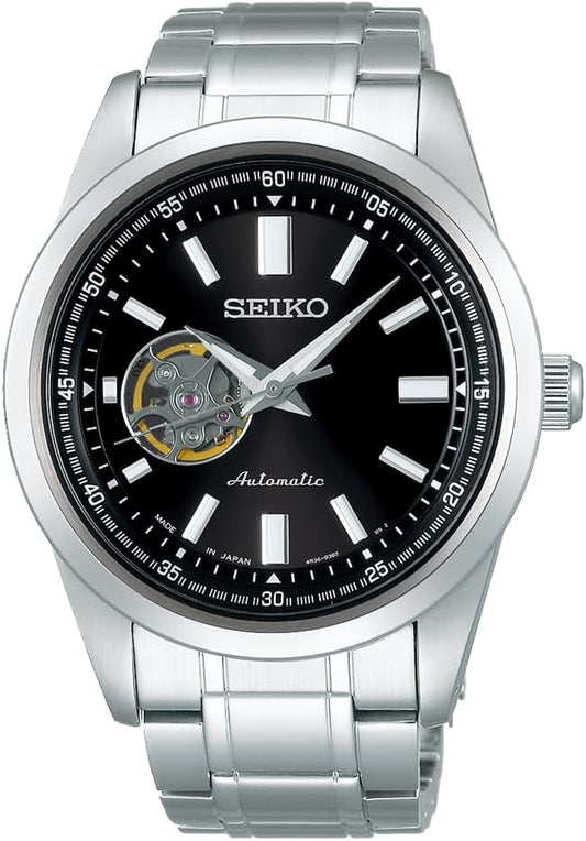 SEIKO Selection Open Heart Black Dial Men's Watch SCVE053