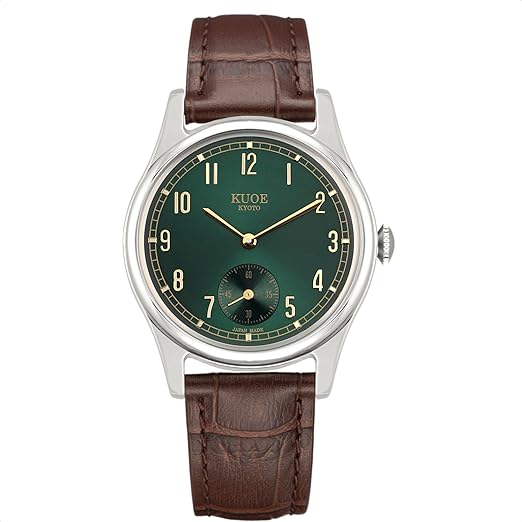 KUOE KYOTO Classic Antique Watch 35mm Type-Pressed Brown Leather Band