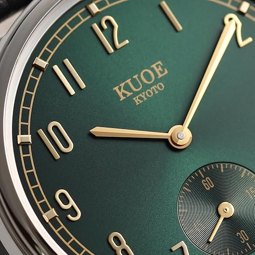 KUOE KYOTO Classic Antique Watch 35mm Type-Pressed Brown Leather Band