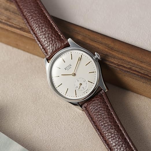 KUOE KYOTO Classic Antique Watch 35mm Shrink Leather Brown Band