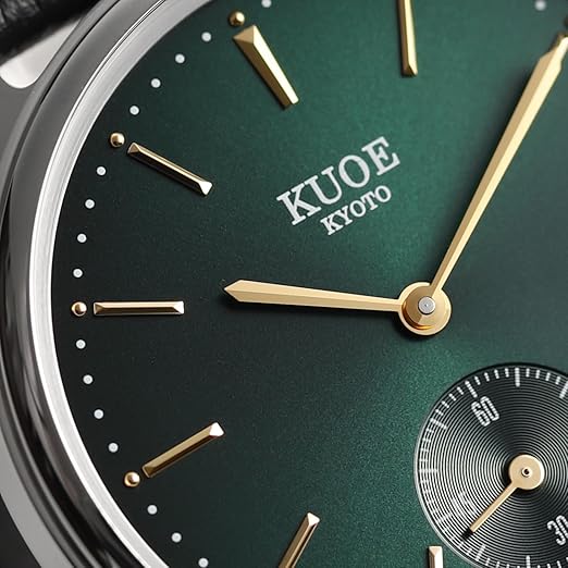 KUOE KYOTO Classic Antique Watch 35mm Type-Pressed Black Leather Band