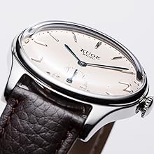 KUOE KYOTO Classic Antique Watch 35mm Type-Pressed Brown Leather Band