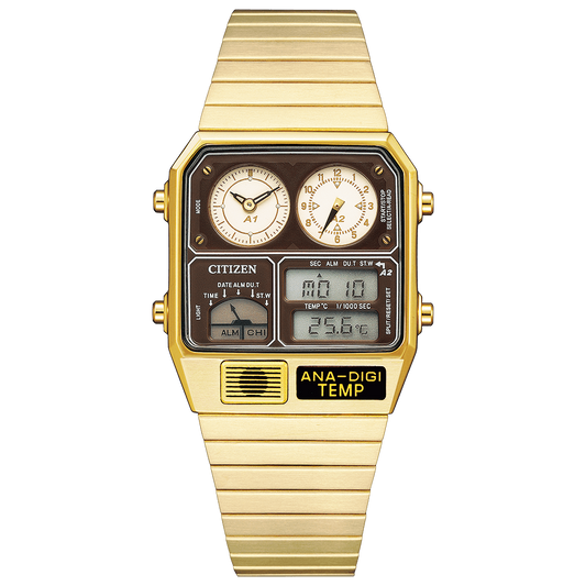 CITIZEN ANA-DIGI TEMP JG2103-72X Brown Gold Reproduction Men's Watch