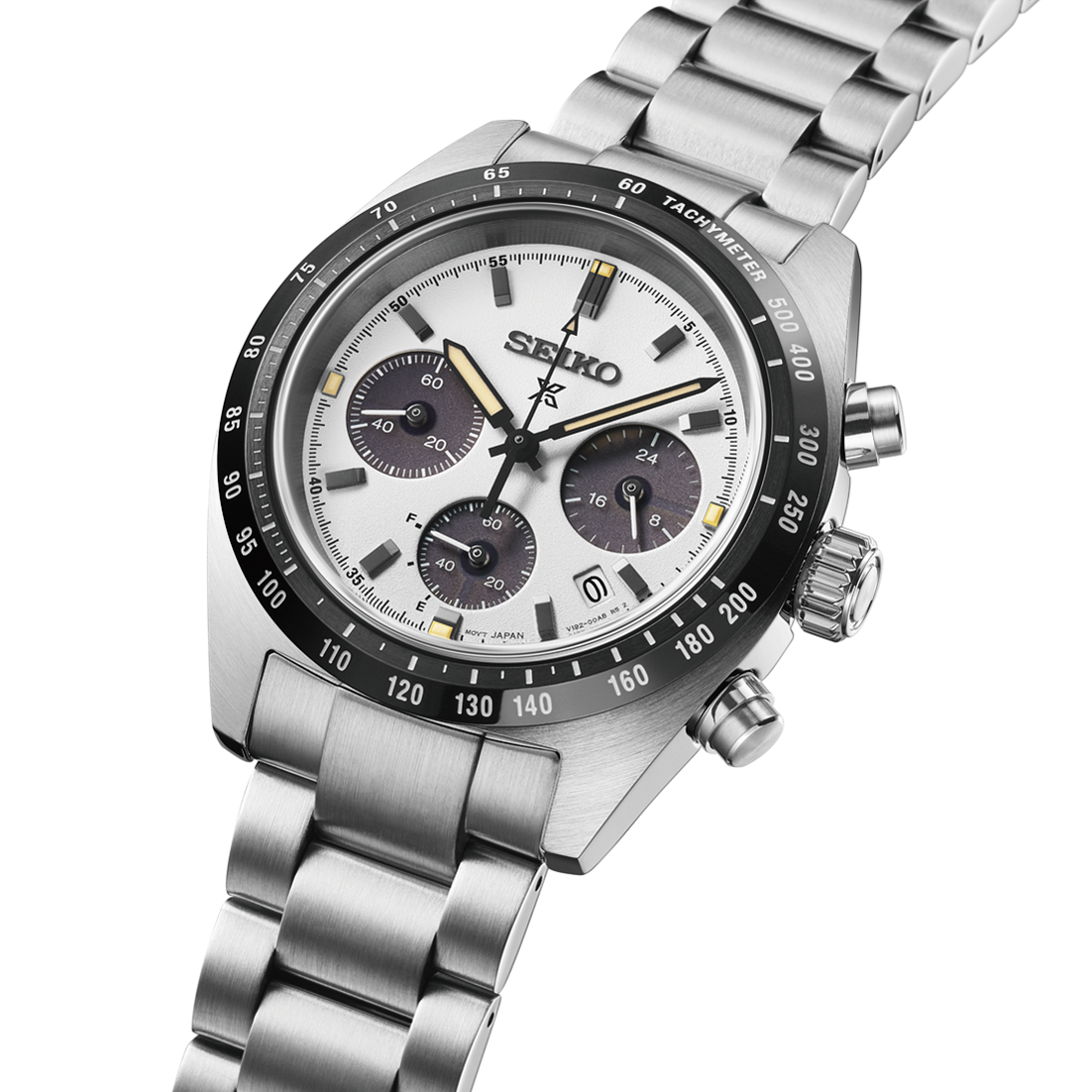 SEIKO Prospex SBDL125 White Solar Chronograph Men's Watch - official Seiko angle