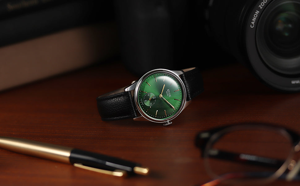 KUOE KYOTO Classic Antique Watch 35mm Suede Leather Black Band