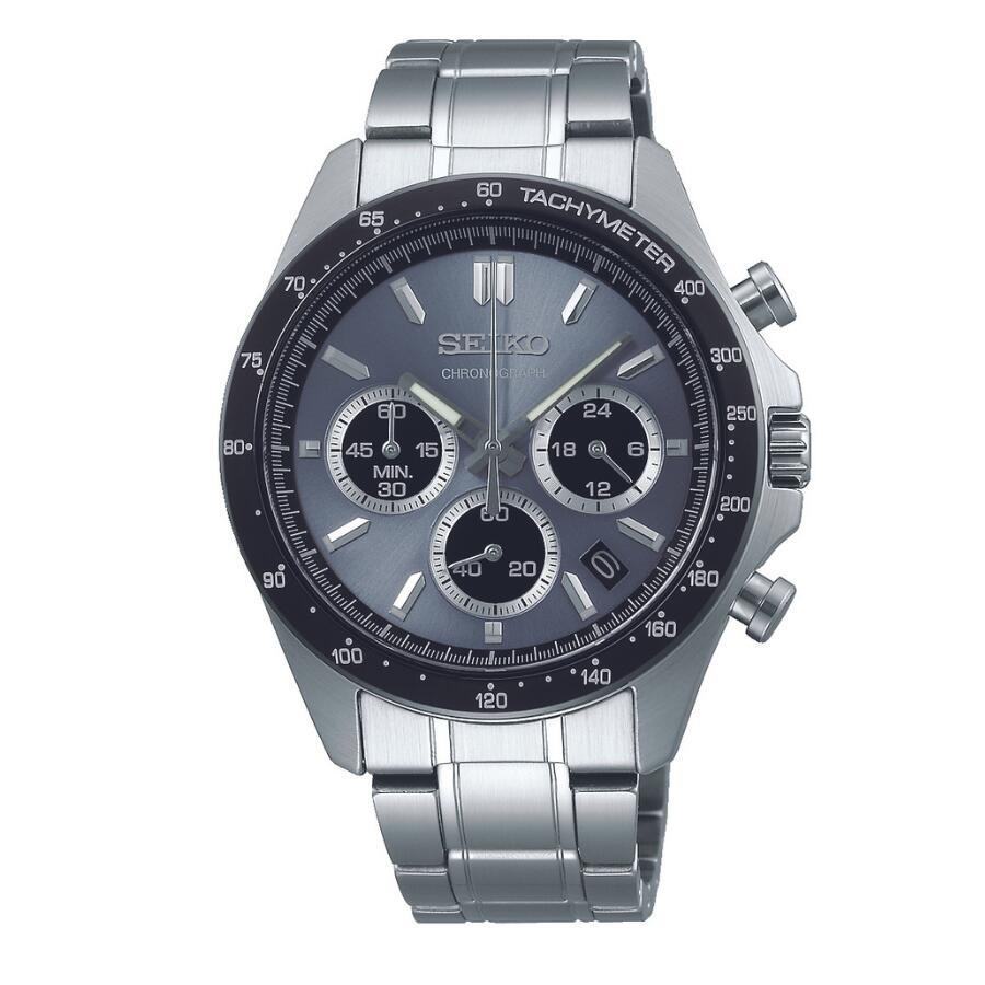 SEIKO Spirit SBTR027 light blue chronograph watch front view