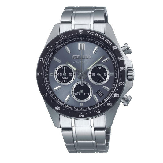 SEIKO Spirit SBTR027 light blue chronograph watch front view