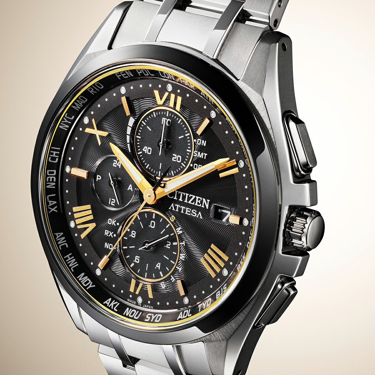 CITIZEN ATTESA AT8244-57E Black Gold Eco-Drive Radio Titanium Men's Watch product image