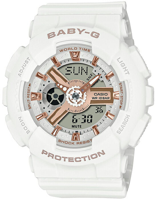 BABY-G BA-110XRG-7AJF White Rose Gold Analog Digital Women's Watch product image
