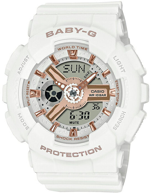 BABY-G BA-110XRG-7AJF White Rose Gold Analog Digital Women's Watch product image