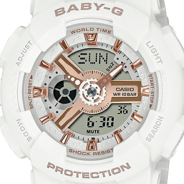 BABY-G BA-110XRG-7AJF White Rose Gold Analog Digital Women's Watch product image
