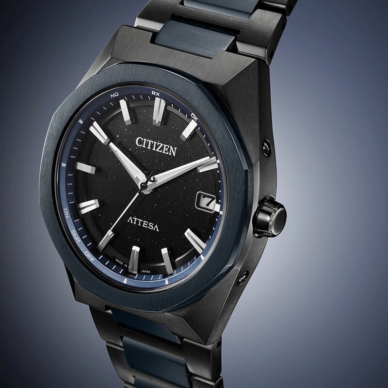 CITIZEN ATTESA CB3046-76E Black Blue Eco-Drive Radio Titanium Limited Men's Watch product image