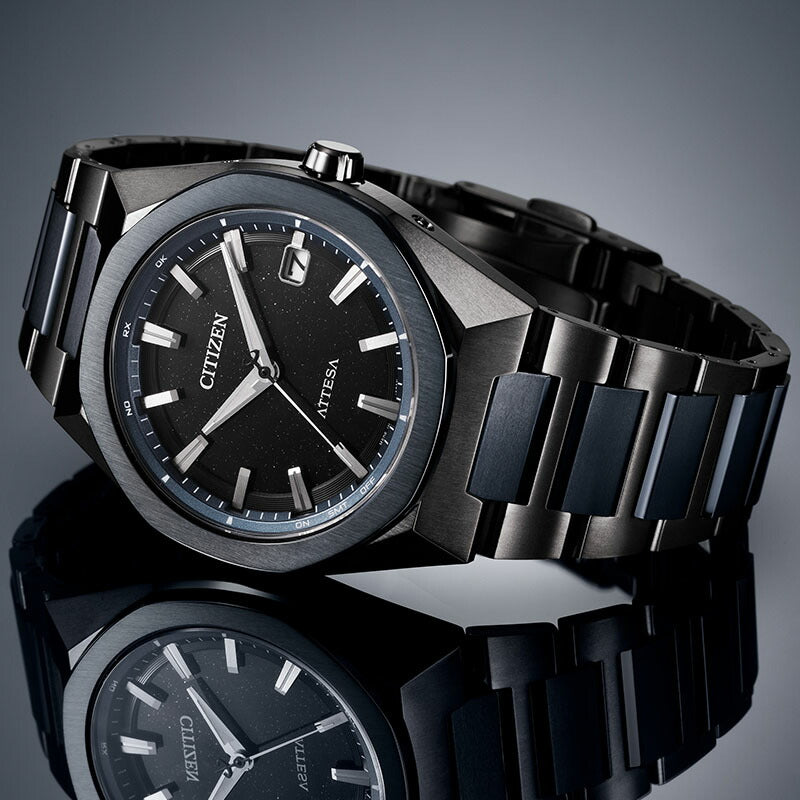 CITIZEN ATTESA CB3046-76E Black Blue Eco-Drive Radio Titanium Limited Men's Watch product image