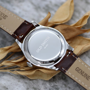 KUOE KYOTO Classic Antique Watch 35mm Black Plain Leather Band