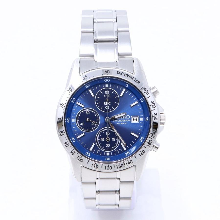 SEIKO Spirit SBTQ071 blue dial chronograph watch front view