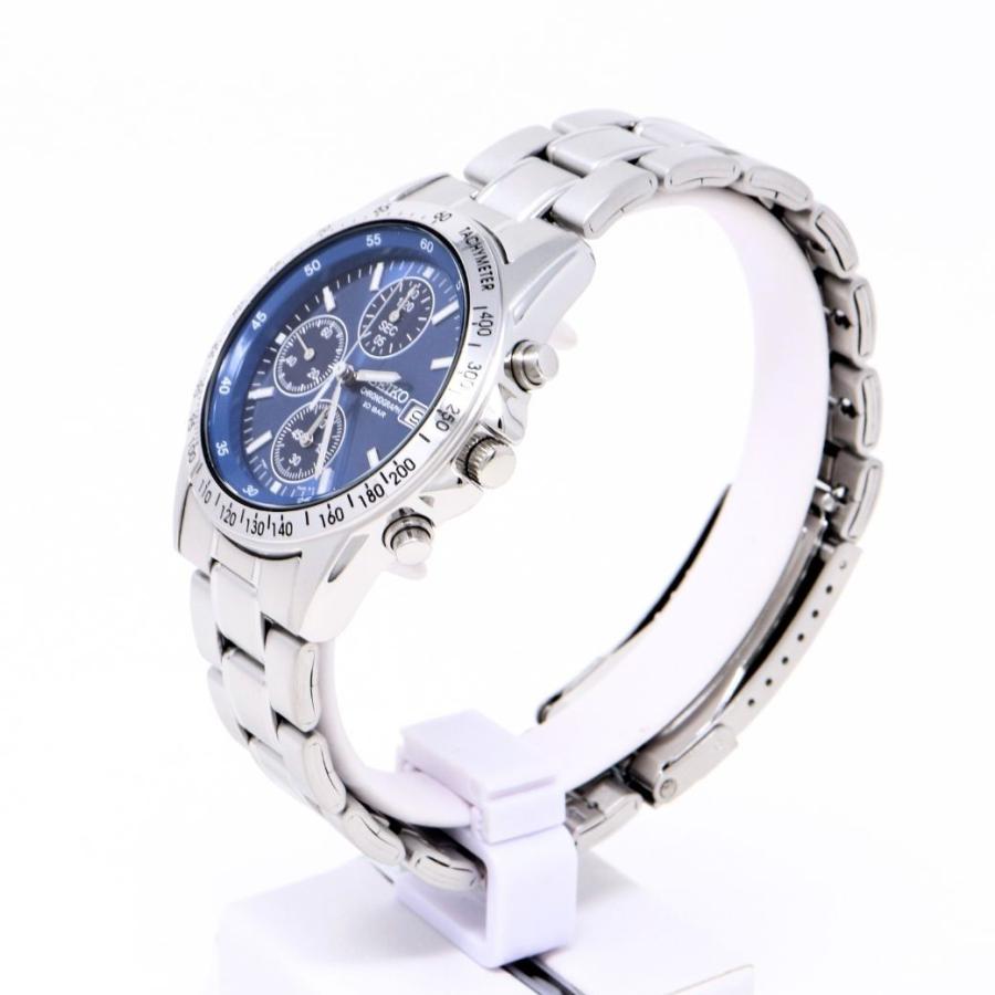 SEIKO Spirit SBTQ071 blue dial chronograph watch angle view