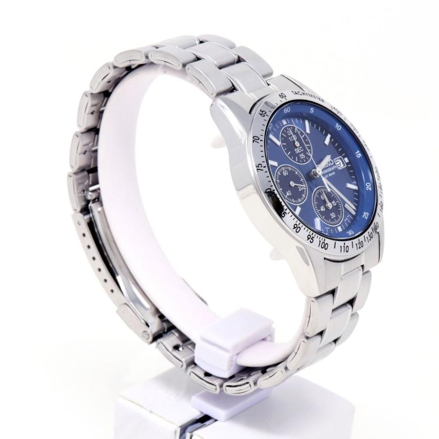 SEIKO Spirit SBTQ071 blue dial chronograph watch side view