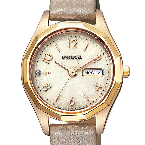 CITIZEN wicca KH3-525-90 Gold Dial Solar Leather Women's Watch product image