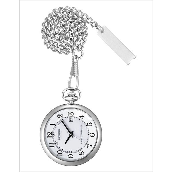 CITIZEN Reguno KL7-914-11 White Silver Solar Tech radio clock pocket watch New