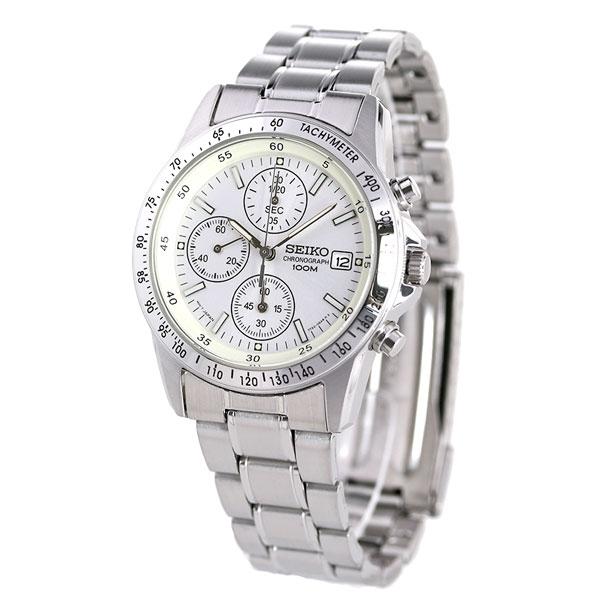 SEIKO SND363PC silver dial chronograph watch front view