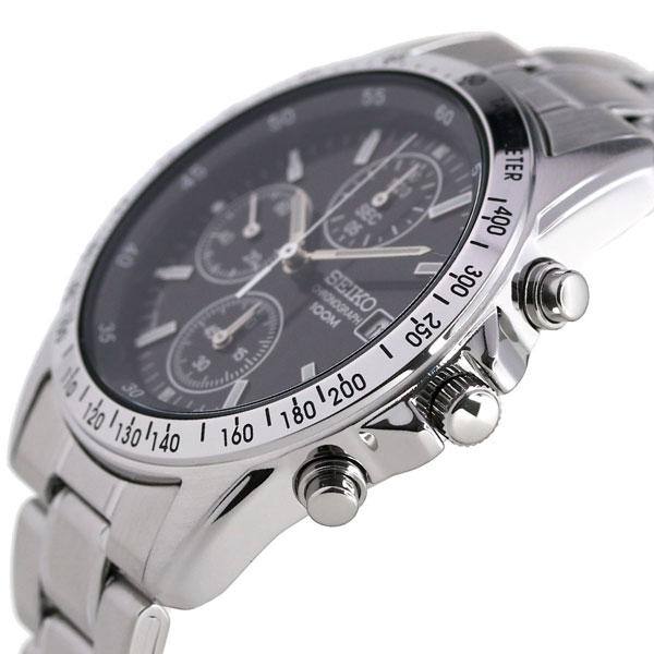 SEIKO SND367PC black dial chronograph watch angle view