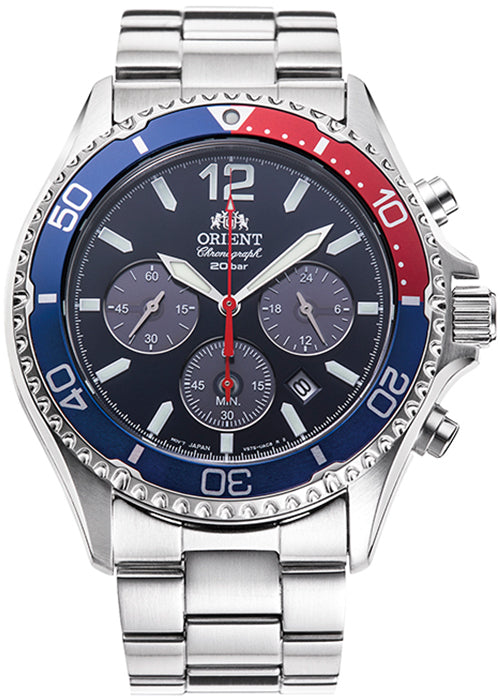 ORIENT Mako RN-TX0201L Blue Chronograph Pepsi Bezel Men's Watch