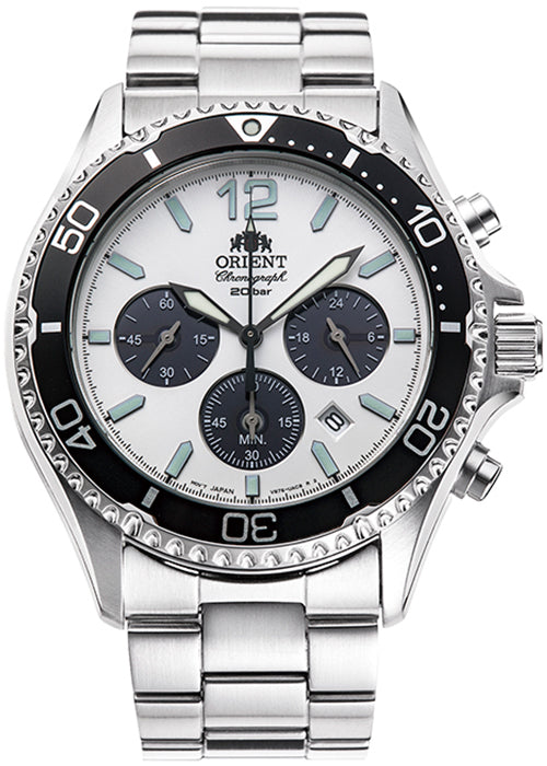 ORIENT Mako RN-TX0203S White Panda Solar Chronograph Men's Watch