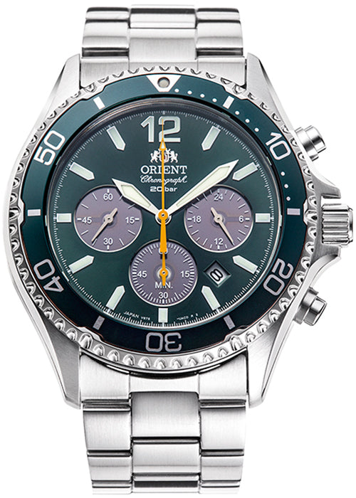 ORIENT Mako Chronograph RN-TX0204E Green Sapphire Crystal Men's Watch