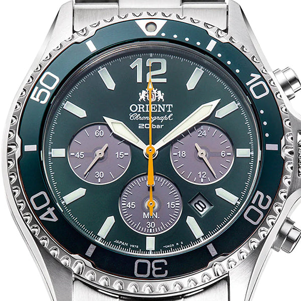 ORIENT Mako Chronograph RN-TX0204E Green Sapphire Crystal Men's Watch
