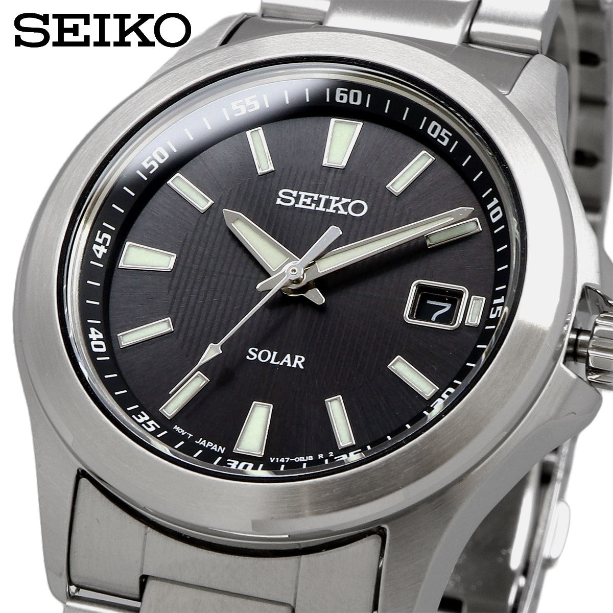 SEIKO SPIRIT SBPN067 Solar Black Silver Men's Watch