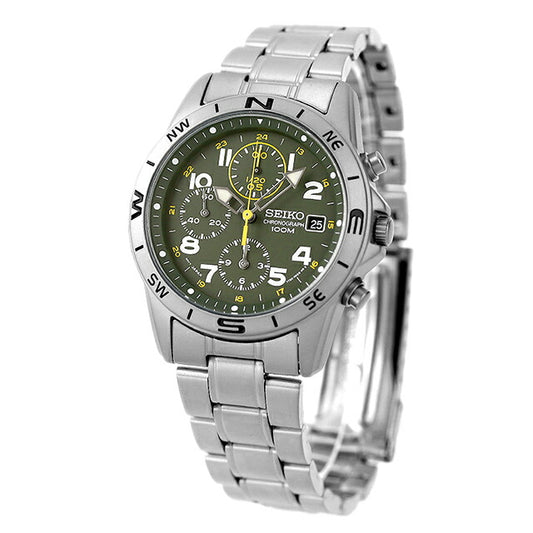 SEIKO SND377P1 Dark Olive Green Chronograph Men's Watch