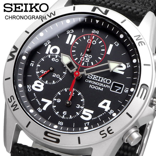 SEIKO Chronograph Black Dial Men's Watch SND399P