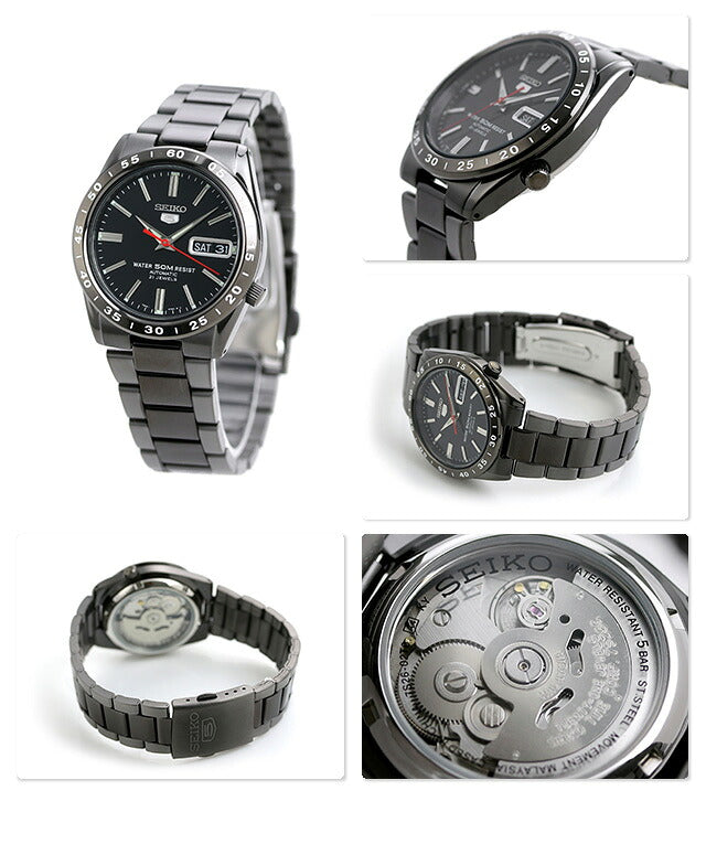 SEIKO 5 SNKE03K1 black automatic watch caseback view