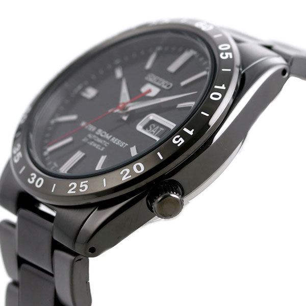 SEIKO 5 SNKE03K1 black automatic watch angle view