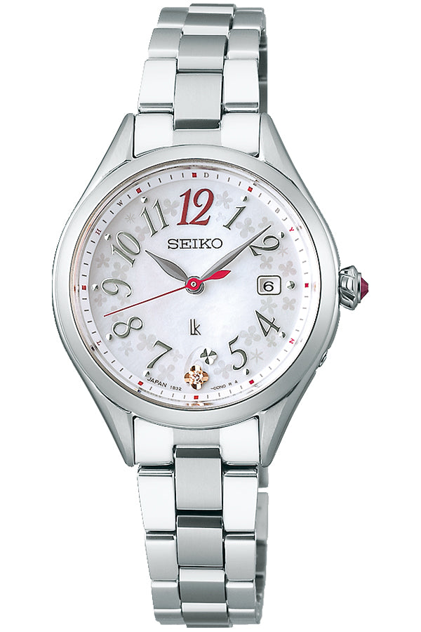 SEIKO LUKIA SSQW091 White Grow Solar Flower Garden Women's Watch