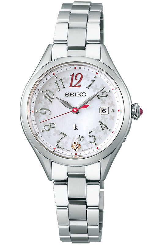 SEIKO LUKIA SSQW091 White Grow Solar Flower Garden Women's Watch