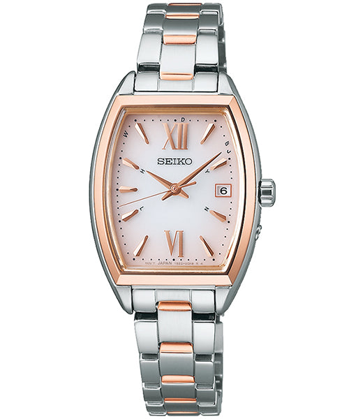 SEIKO Selection S Series SWFH126 Pink Solar Radio Tonneau Women Watch